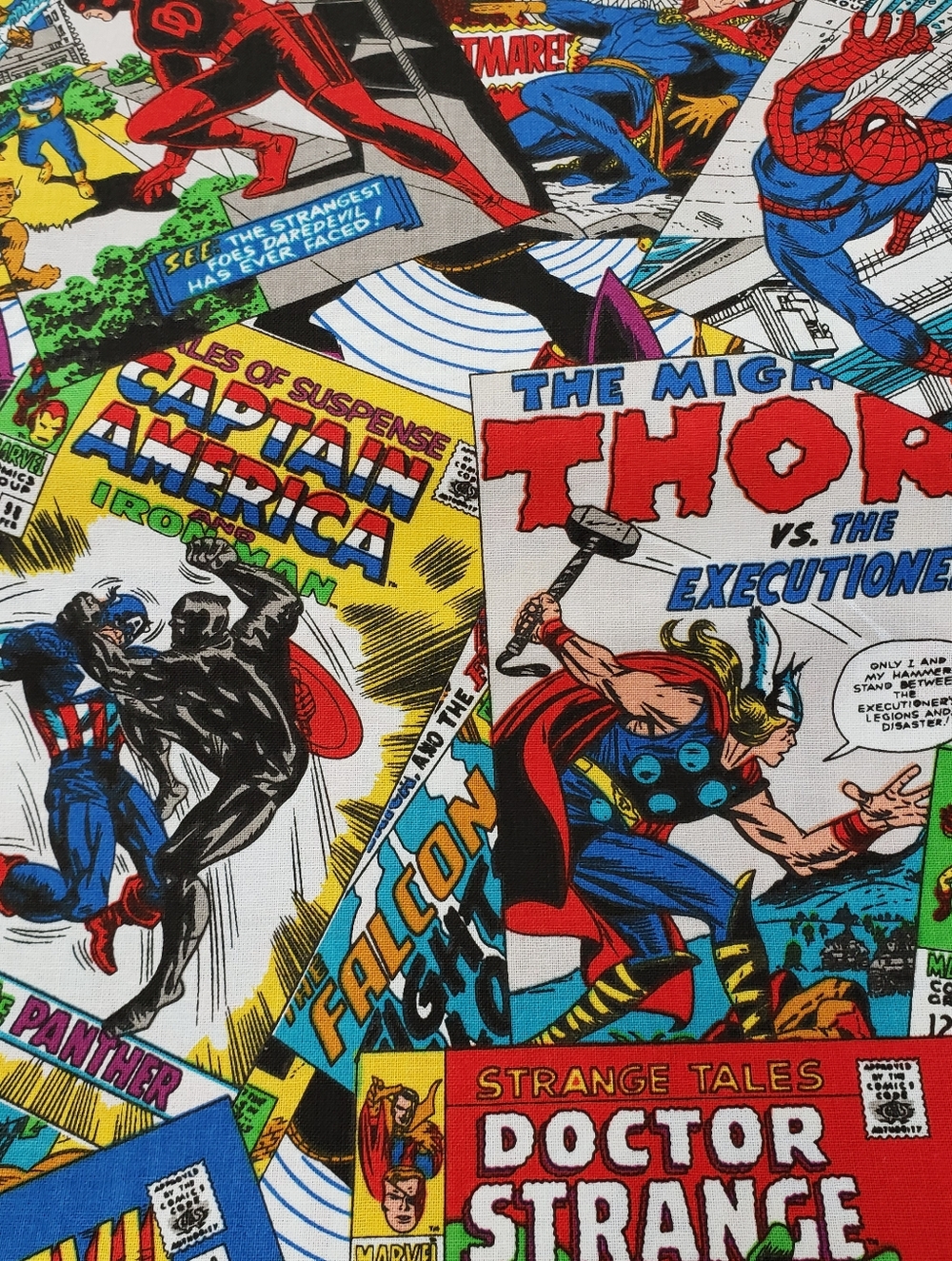Avengers Marvel Cotton Fabric Thor Spiderman Ironman Hulk sold By The Yard